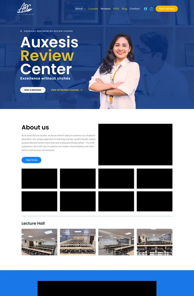 Screenshot of the Auxesis Review website