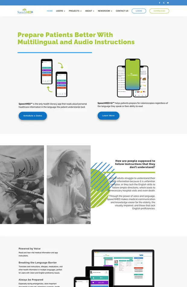 Screenshot of the SpeechMed website