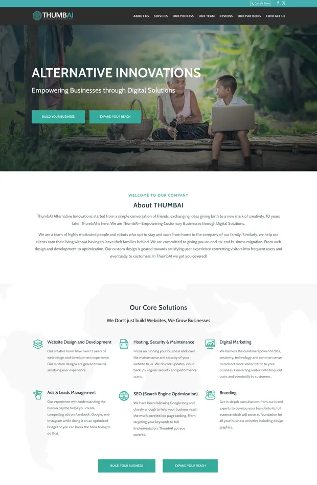 Screenshot of the Thumb AI website